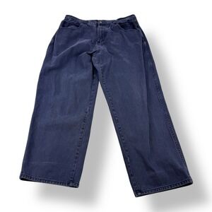 Royal Blue Mens Jeans Dark Wash Relaxed Fit Cotton Denim Jeans Size 36x32